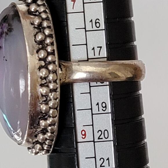 Sterling Silver Purple Stone Ring – Bohemian Statement Jewelry – Size 8 - Picture 8 of 15